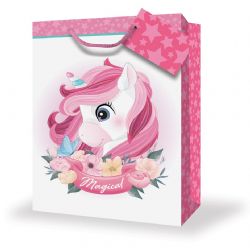 SAC CADEAU LARGE - LICORNE ROSE